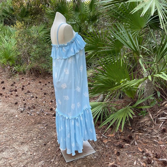 Givenchy 80s Vintage Micropleat Nightgown Blue White Signature Maxi Size S M - Picture 11 of 11